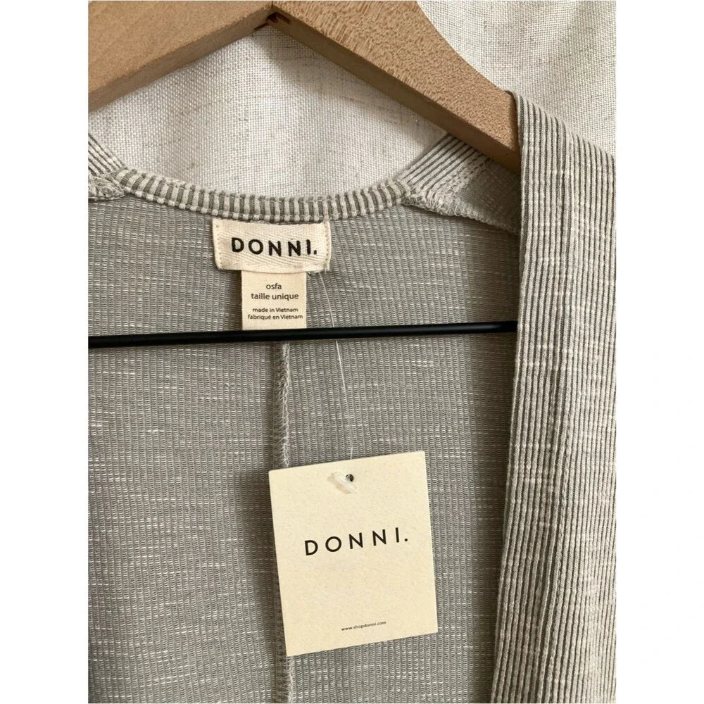 DONNI Lightweight Sandwash Open Front Cardigan in Heather Gray New - Picture 2 of 7